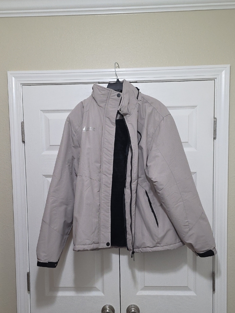 Light Beige Winter Jacket with Black Inner Lining